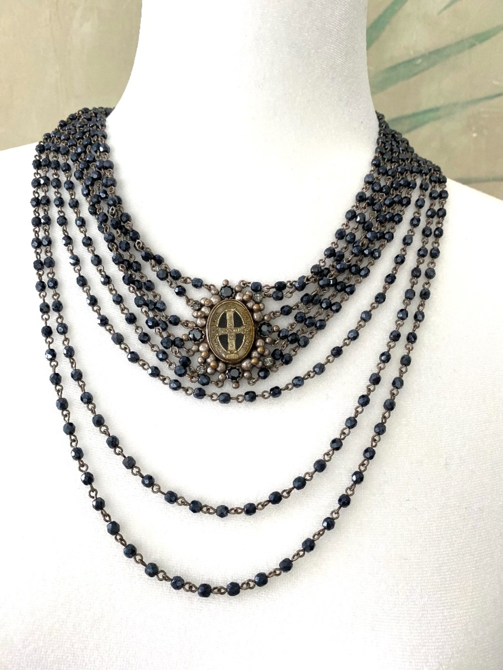 Virgin Saints & Angels Navy Beaded Necklace